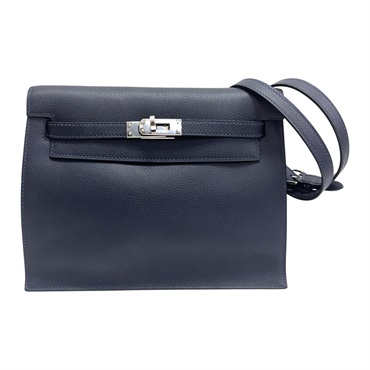 深藍色 Evercolor牛革 Kelly Danse 腰包 肩背包 U刻 銀釦【HERMES 愛馬仕】