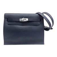 深藍色 Evercolor牛革 Kelly Danse 腰包 肩背包 U刻 銀釦【HERMES 愛馬仕】