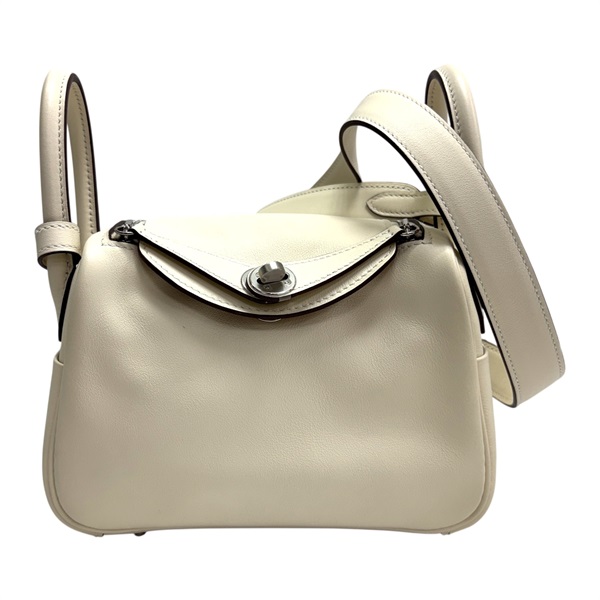 奶油白 芝麻色 Swift牛革 Lindy Mini Verso 肩背包 B刻 銀釦【HERMES 愛馬仕】 H082607CK