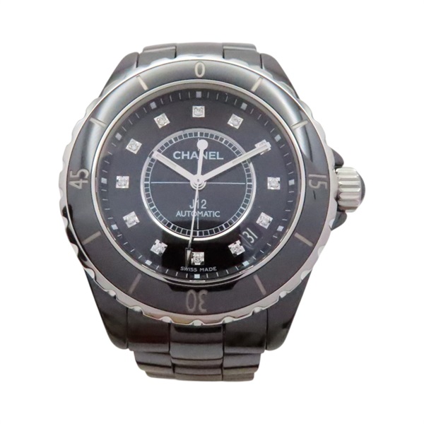 黑色 陶瓷 不鏽鋼 鑽石 J12 機械腕錶【CHANEL 香奈兒】 H1626