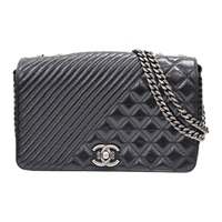 黑色 菱格紋 牛革 Coco Boy Flap 肩背包【CHANEL 香奈兒】 A92797