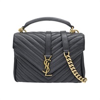 黑色 山型紋羊皮 College 中型 肩背包 428056【SAINT LAURENT YSL 聖羅蘭 】 428056