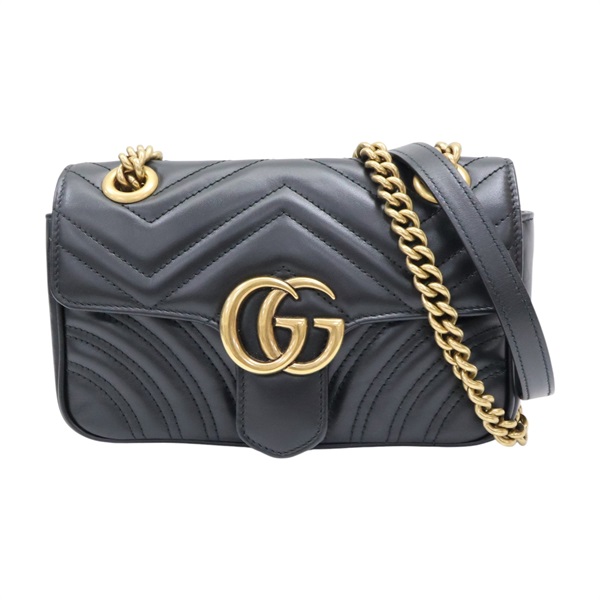 黑色 牛皮 GG Marmont 肩背包【GUCCI 古馳】 446744