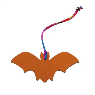 橘/棕色 Epsom/TC 牛皮 Petit H 蝙蝠 吊飾【HERMES 愛馬仕】