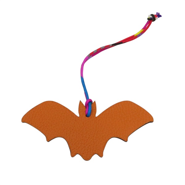 橘/棕色 Epsom/TC 牛皮 Petit H 蝙蝠 吊飾【HERMES 愛馬仕】