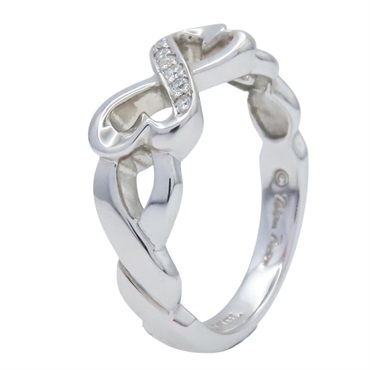 18K白金 鑽石 Double Loving Heart 戒指【Tiffany & Co 蒂芬妮】