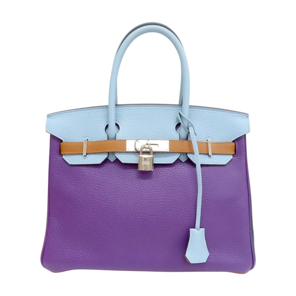 拼色 Clemence 牛皮 Birkin 30 Arlequin 柏金包 手提包 □P刻 銀釦【HERMES 愛馬仕】