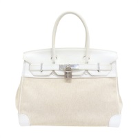 白色 Toile H帆布 Clemence 牛皮 Birkin 30 柏金包 無鈴鐺鑰匙【HERMES 愛馬仕】