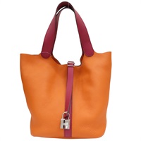 橘色 Taurillon牛皮 Picotin Lock 26 手提包 X刻 銀釦【HERMES 愛馬仕】