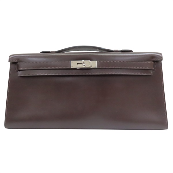 巧克力色 Box牛皮 Kelly cut 手拿包 銀釦 □K刻【HERMES 愛馬仕】