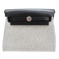 黑色 帆布 牛皮 Her bag zip 20 肩背包 K刻【HERMES 愛馬仕】 H085414CKAF