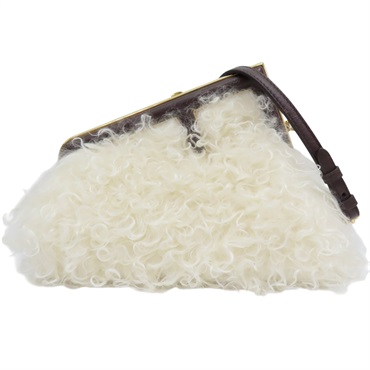 白色 毛絨 First 肩背包【FENDI 芬迪】 8BP129