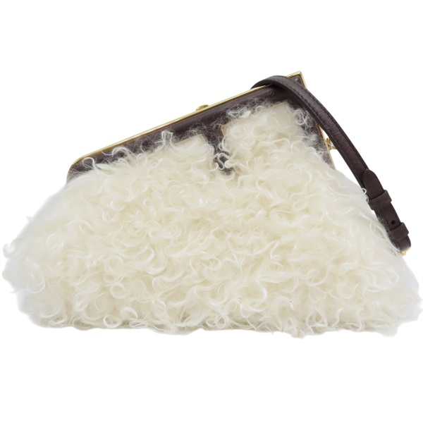 白色 毛絨 First 肩背包【FENDI 芬迪】 8BP129