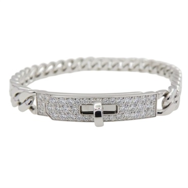 18K白金 鑽石 Kelly Gourmette 手鍊【HERMES 愛馬仕】 H221410B 00SH