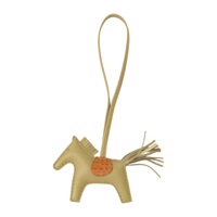 馬爾法米灰/金棕色 Agneau milo羊皮 鱷魚皮 Rodeo PM 小馬 吊飾 B刻【HERMES 愛馬仕】