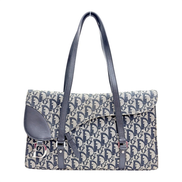黑色 緹花 Trotter 帆布 Saddle 肩背包【Dior 迪奧】