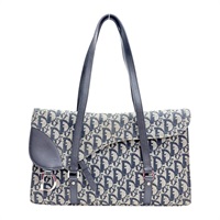 黑色 緹花 Trotter 帆布 Saddle 肩背包【Dior 迪奧】