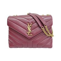 酒紅色 牛皮 Loulou 鏈帶 肩背包 494699【SAINT LAURENT YSL 聖羅蘭 】 494699
