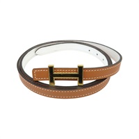 金棕/白色 Epsom/Swift牛皮 Focus H 皮帶 C刻【HERMES 愛馬仕】