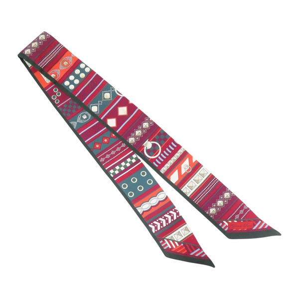 紫/綠色 絲綢 Colliers et Chiens 絲巾【HERMES 愛馬仕】