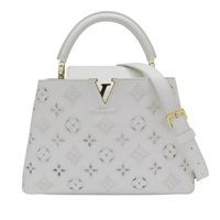 白色 原花縷空刺繡 牛皮 Capucines 兩用包【LOUIS VUITTON LV 路易威登】 M22863