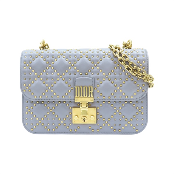 灰色 羊皮 Dior Addict 鉚釘翻蓋包 肩背包【Dior 迪奧】 M5817CNOB