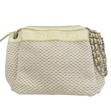 米黃色 帆布 LAX Accordion 肩背包【CHANEL 香奈兒】