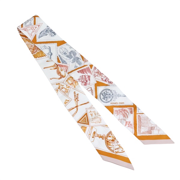 橘色 絲綢 Twilly 絲巾【HERMES 愛馬仕】 H064205S