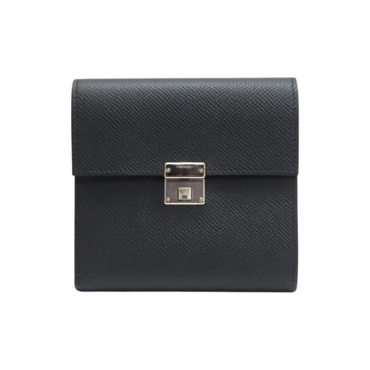 黑色 EPSOM牛皮 Clic 16 銀扣 三折短夾 C刻【HERMES 愛馬仕】