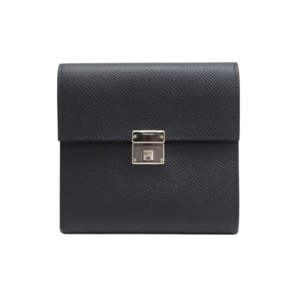 黑色 EPSOM牛皮 Clic 16 銀扣 三折短夾 C刻【HERMES 愛馬仕】