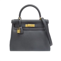 黑色 TOGO牛皮 Kelly 28 凱莉包 兩用包 C刻 金扣【HERMES 愛馬仕】