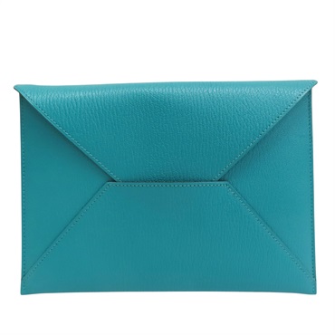 孔雀藍/叢林綠/糖果黃 Mysore山羊皮 Envelope Trio 手拿包 X刻【HERMES 愛馬仕】