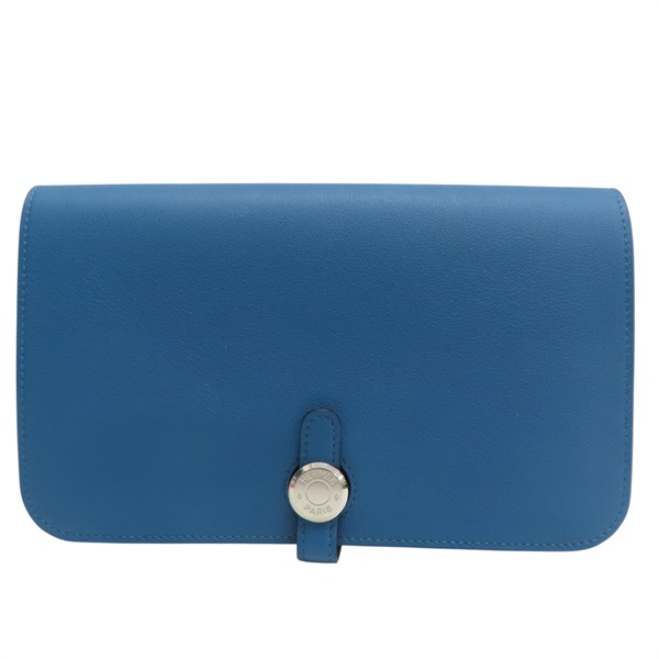 藍色 Swift牛皮 Dogon Duo GM 長夾 T刻 銀釦【HERMES 愛馬仕】