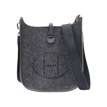 黑色 毛氈 Swift牛皮 Mini Evelyne 肩背包 U刻【HERMES 愛馬仕】