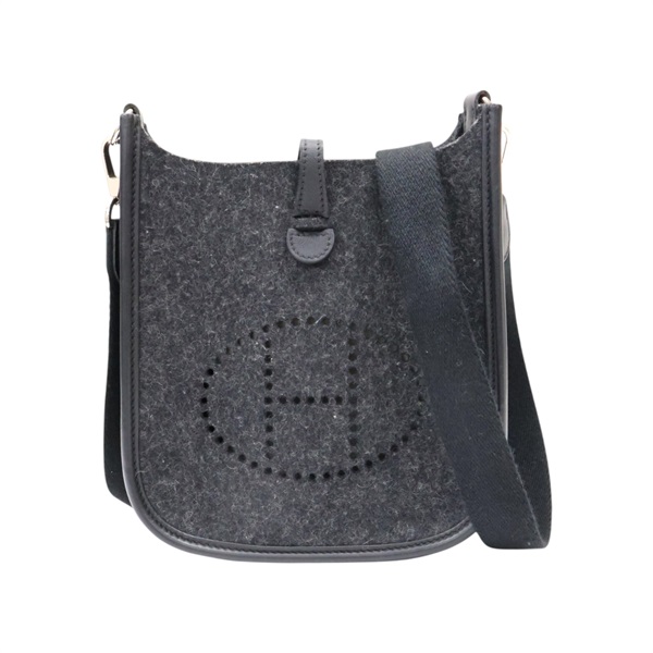 黑色 毛氈 Swift牛皮 Mini Evelyne 肩背包 U刻【HERMES 愛馬仕】