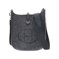 黑色 毛氈 Swift牛皮 Mini Evelyne 肩背包 U刻【HERMES 愛馬仕】