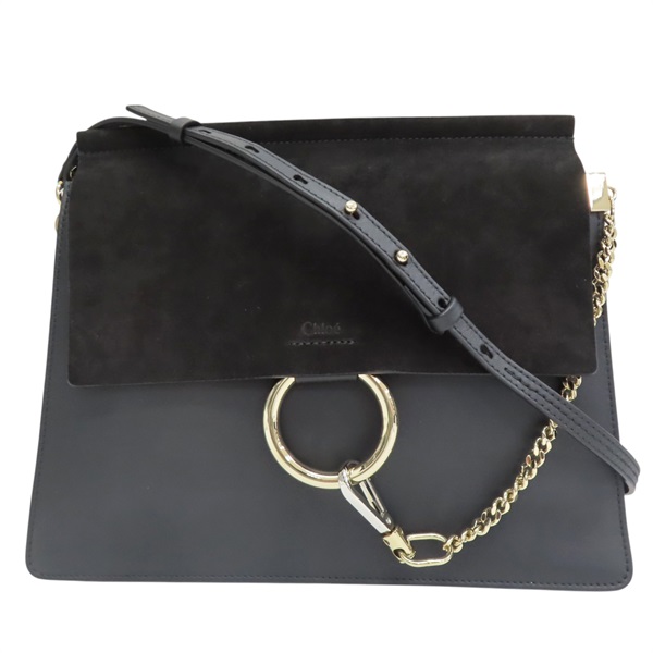 黑色 牛皮 Faye Medium 肩背包【Chloe 克羅伊】 3S1126