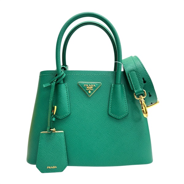 綠色 牛皮 Double 皮革手袋 兩用包 【PRADA 普拉達】 1BG443