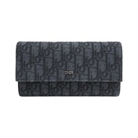 灰黑色帆布 扣式 長夾 2ESBC312YSE【Dior 迪奧】 2ESBC312YSE