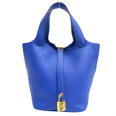 藍色 TC牛皮 Picotin Lock 18 手提包 U刻 金釦【HERMES 愛馬仕】 H056289CC