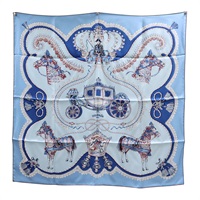 藍色 絲綢 Paperoles 方巾 90x90【HERMES 愛馬仕】