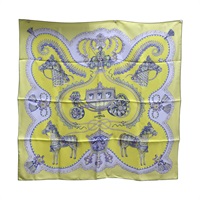 黃色 絲綢 Paperoles 方巾 90x90【HERMES 愛馬仕】