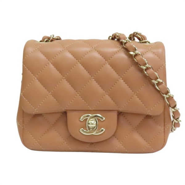 棕色 菱格紋 羊皮 Mini CoCo 肩背包【CHANEL 香奈兒】 A35200