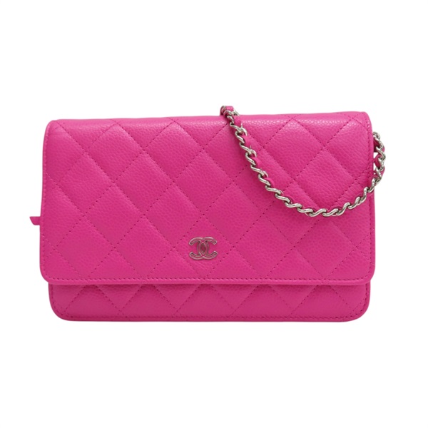 粉色 荔枝紋 牛皮 WOC 肩背包 銀扣【CHANEL 香奈兒】 A33814