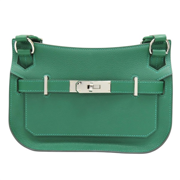 絲絨綠 evercolor牛皮 MiNi Jypsiere W刻 銀釦【HERMES 愛馬仕】 H084047CK