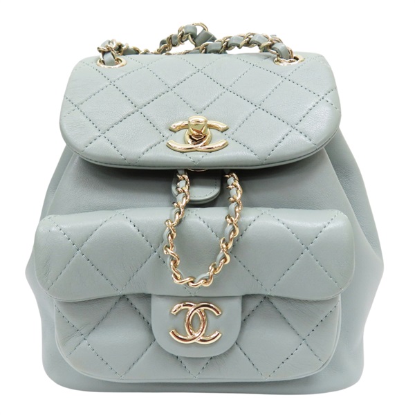 綠色 羊皮 DUMA 後背包 金釦【CHANEL 香奈兒】 AS2908