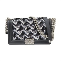 黑色 羊皮 Boy 25 亮片款 肩背包(無卡)【CHANEL 香奈兒】 A67086