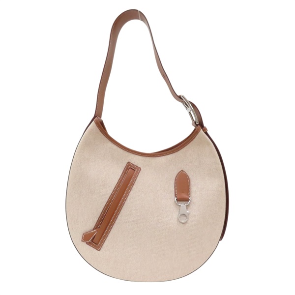 金棕色 Swift牛皮 米色 帆布 Arcon 肩背包 W刻 銀扣【HERMES 愛馬仕】 H084853CKAA