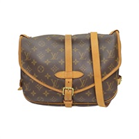棕色 原花帆布 Saumur 30 肩背包 M42256【LOUIS VUITTON LV 路易威登】 M42256