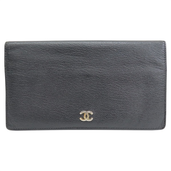 黑色 牛皮 二折長夾【CHANEL 香奈兒】 A46314
